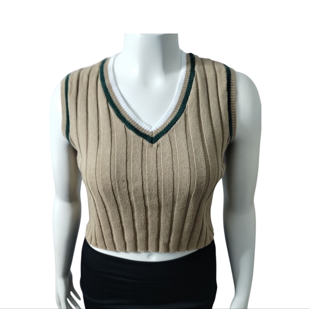 Y2k RSQ Womens Size Large Academia Fairygrunge Goblincore Cropped Ribbed Vest